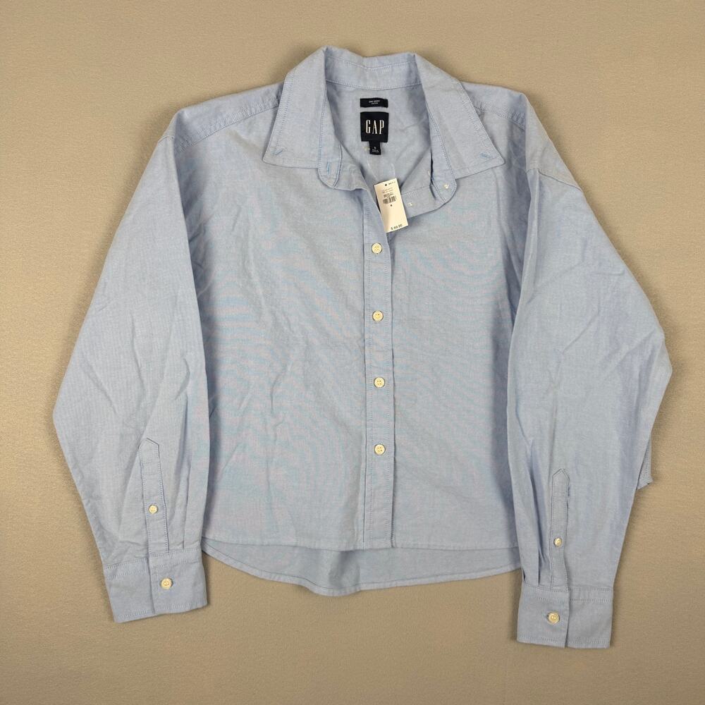 Gap Organic Cotton Oxford Crop Big Shirt women’s small shirting blue NWT